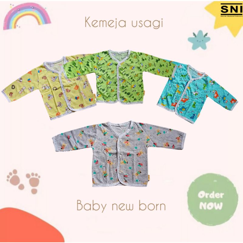 [rumahbayipdg] Baju anak, kemeja anak, atasan bayi new born 0-6 Month baju bayi usagi gold