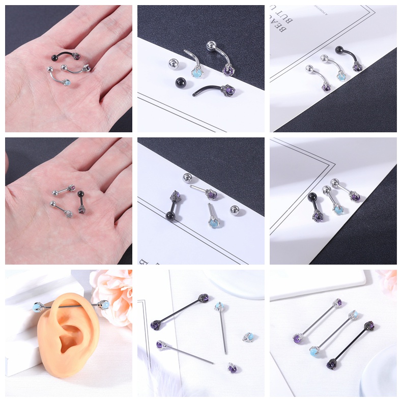 1 Pc Anting Stud Tindik Tulang Rawan Telinga Hidung Alis Bentuk Cakar Naga Bahan Stainless Steel