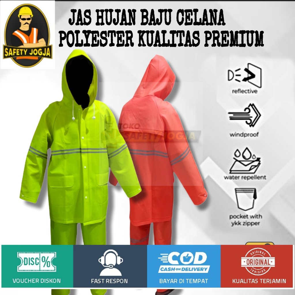 JAS HUJAN PROYEK SAFETY BAJU CELANA RAINSUIT BAHAN PVC POLYCARBONATE TEBAL DAN TIDAK LECEK PREMIUM