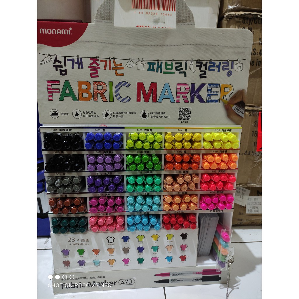 

monami brush fabric marker ada 23 warna harga per satuan