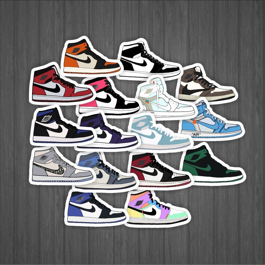 

Sticker Vinyl Sepatu Air Jordan 1. 16Pcs Handphone Tumblr Gitar Laptopv