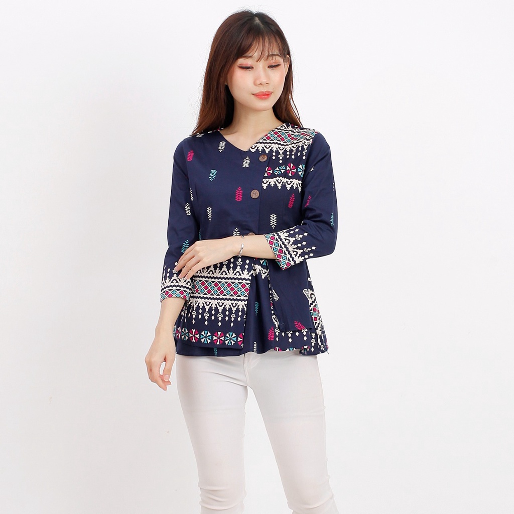 Batik wanita - Atasan blouse batik wanita fashion 184 SG-NAVY S