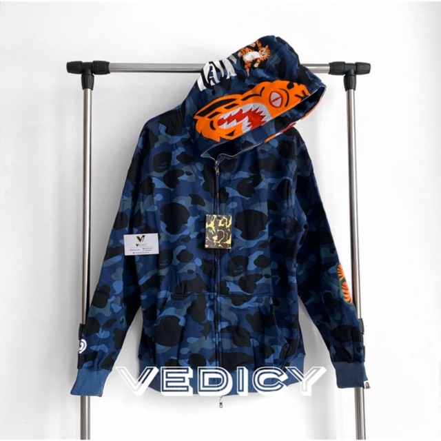 SALE HOODIE JAKET BAJU BAPE A BATHING APE TIGER FACE BIRU CAMO JACKET SUPER MIRROR 1:1 ORI