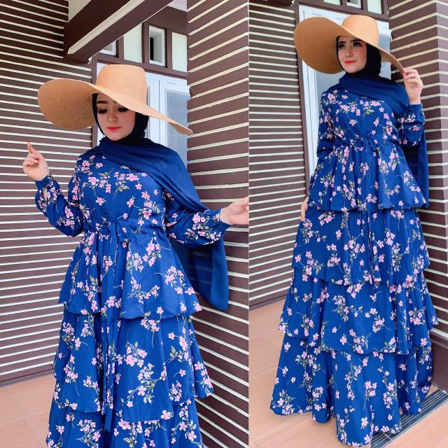 Dress bertingkat flower sakura original shellasaukia