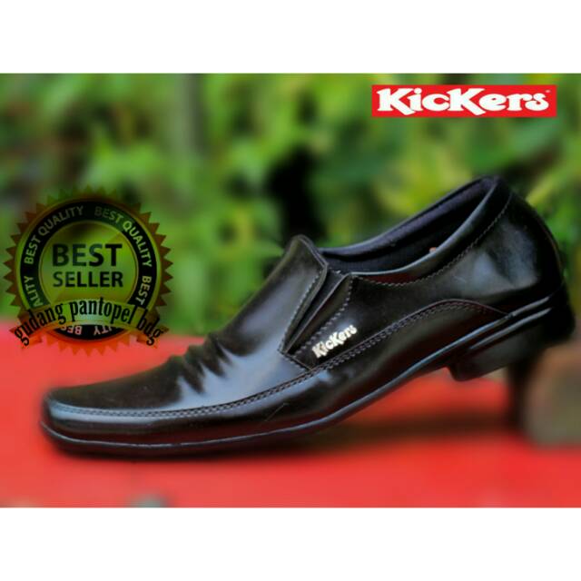 Sepatu Kantor Pria Kickers Pantofel Formal Kerja Dinas Pesta Kulit Sapi Asli Coklat Tua