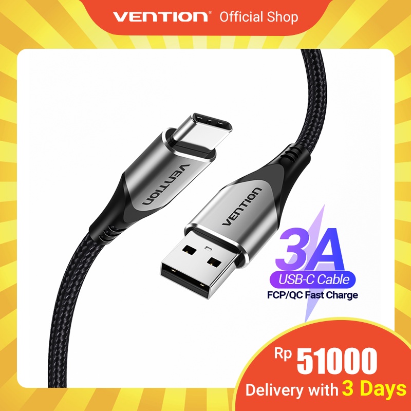 Vention Kabel Data Type C Cable Quick Charge Nylon USB A to USB C Cable 3A Fast Charging Compatible