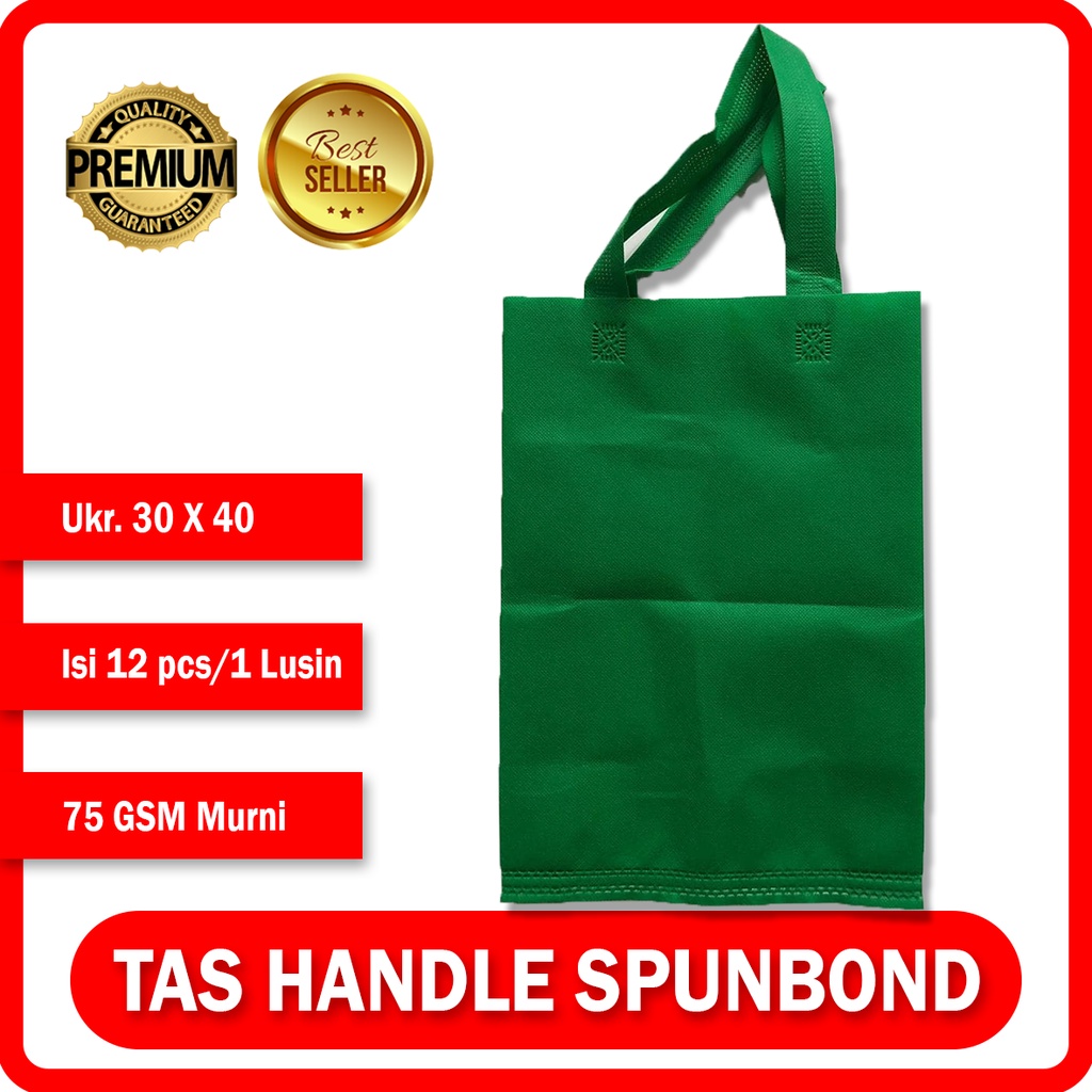 

Souvenir Tas Press Goodiebag Spunbond Handle - Hijau Tua 30CM x 40CM Satuan / Lusinan
