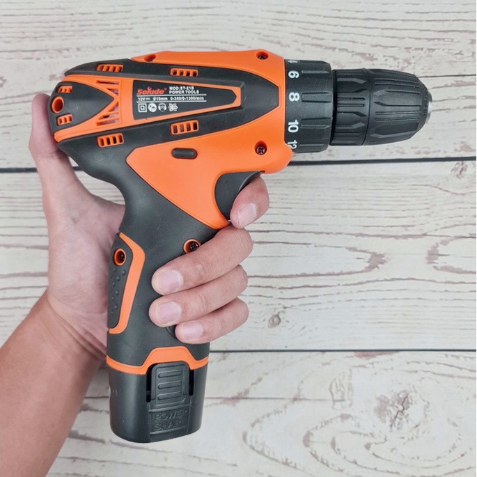 Bor Listrik Cordless Screwdriver Drill Adjustable Speed 12V - ST-21B - Orange