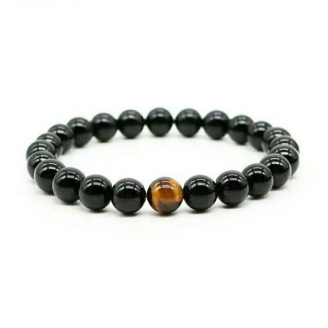 Gelang Batu Natural Black Onyx Tiger Eye Original