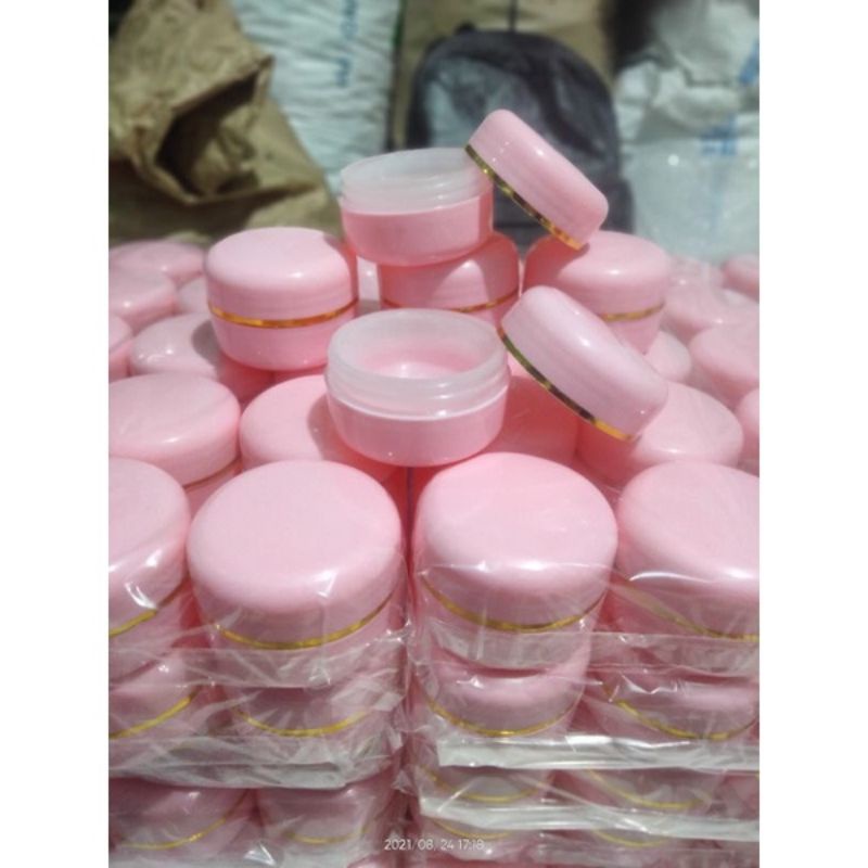 wadah/tempat cream/ pot cream 30gr pink list gold
