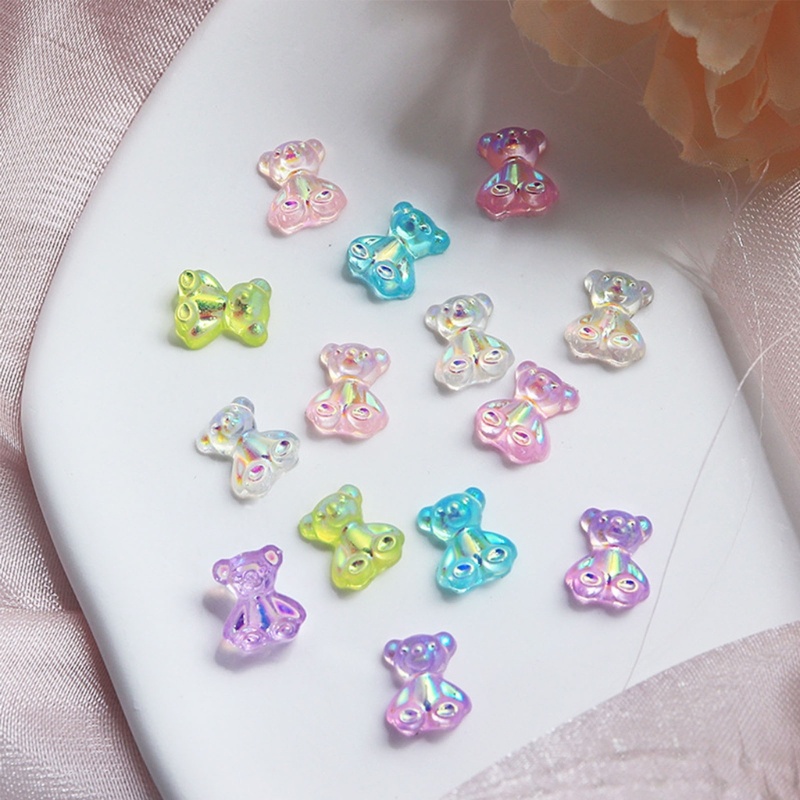 Zzz 0 Pcs Hiasan Kuku 3D Motif Beruang Aksen Berlian Imitasi + Glitter Untuk Dekorasi Nail Art / Manicure