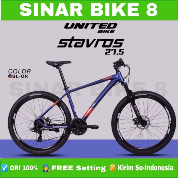 Sepeda Gunung MTB Ukuran 27,5 Inch UNITED STAVROS Shimano 24 Speed