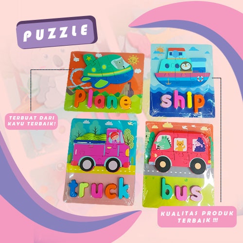 Mainan Anak Edukasi Puzzle/ Mainan Anak Edukatif Puzzle Mini/ Puzzle Kayu/ Puzzle Bentuk Transportasi/ Puzzle Bentuk Hewan 721D