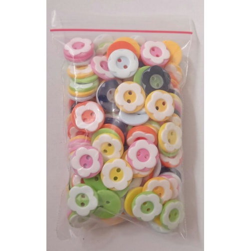 Kancing bunga sakura 13 &amp; 15mm - kancing baju, konektor masker, daster, piyama, baju anak isi 72 pcs