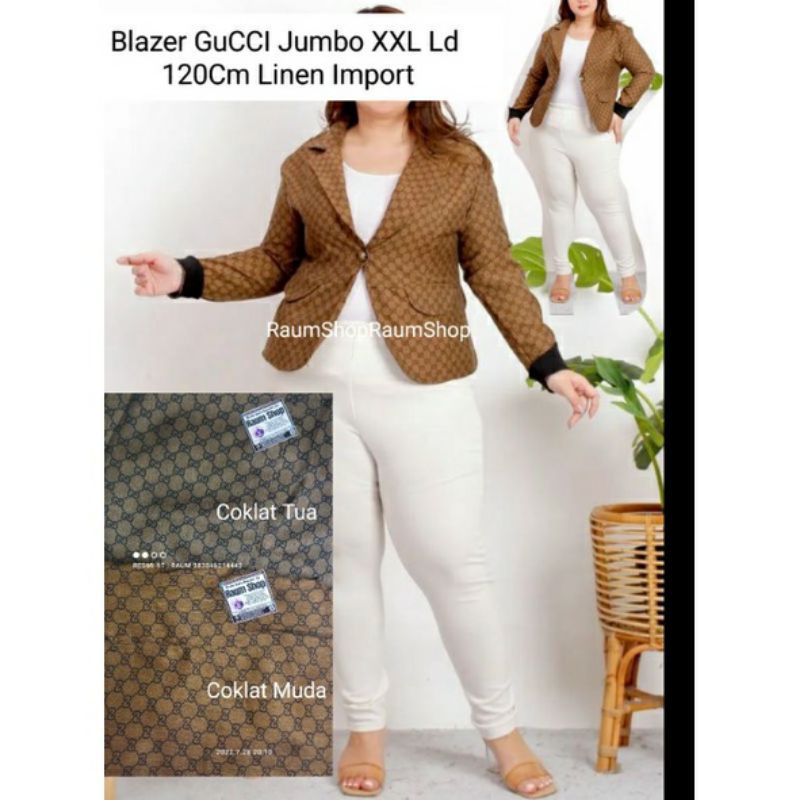 Blazer Jumbo Wanita Motif Gucc1 Ld 120Cm XXL Import