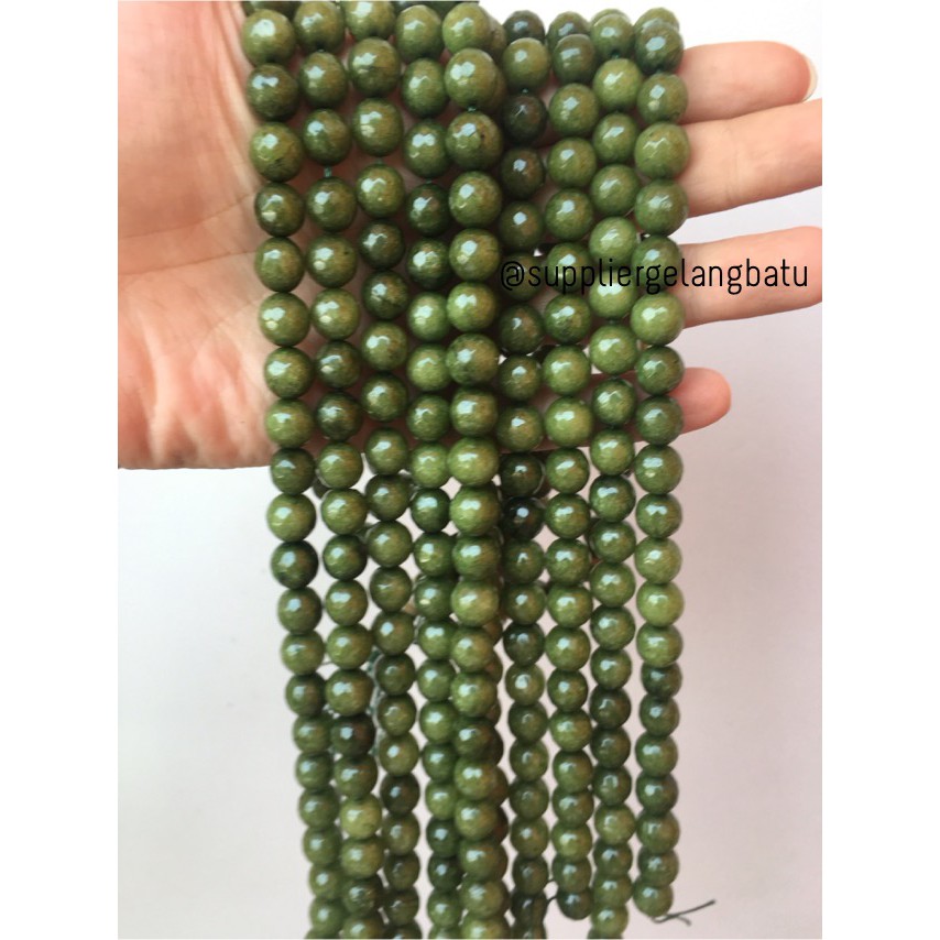 batu beads CUTTING 10mm moss agate hijau kilap grade A aksesoris korea FACETED aksesoris kilap craft