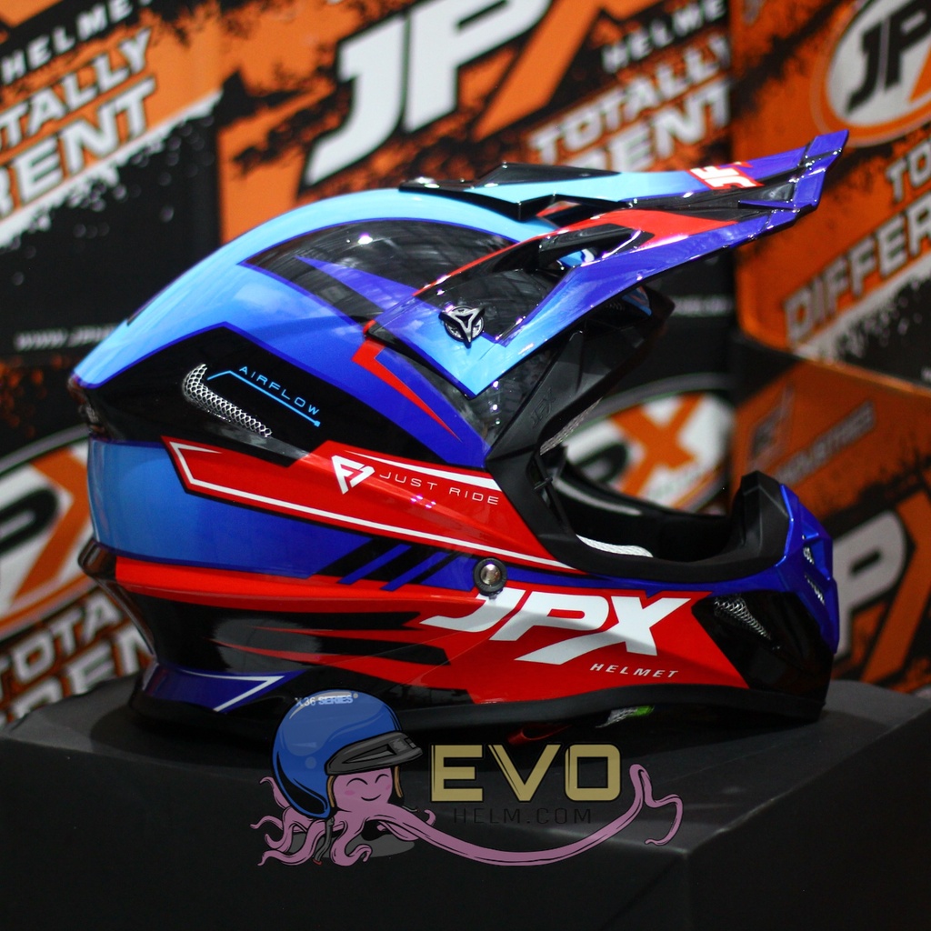 HELM JPX CROSS_FOX1 SERI X36 - SUPER BLACK + GOOGLE SNAIL (ONGKIR 2 KG) JPX X36 SUPERBLACK ORIGINAL HELM JPX CROSS X36 HELM JPX TERBARU