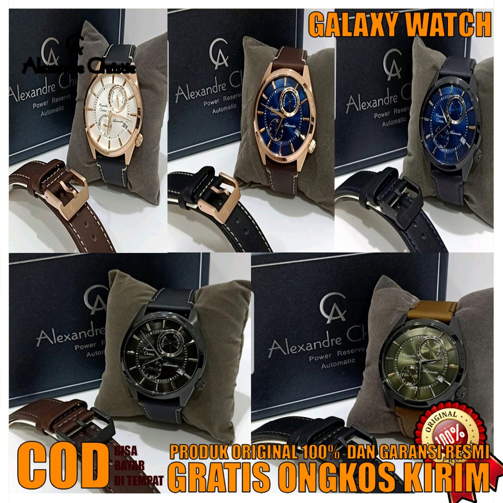 ALEXANDER CHRISTIE PRIA ORIGINAL GARANSI RESMI JAM AUTOMATIC FREE LEATHER  ALEXANDRE CHRISTIE AC3041