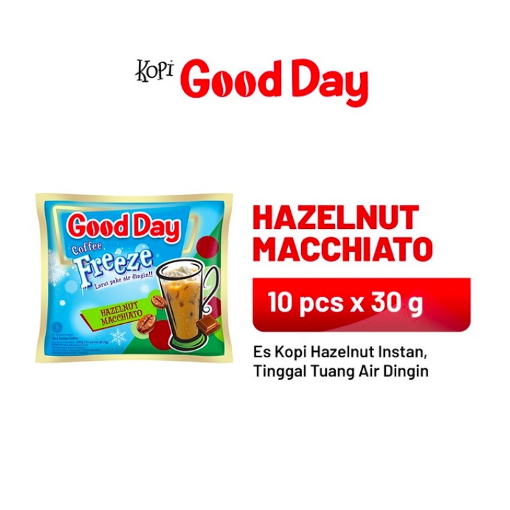 Kopi GOOD DAY Freeze Hazelnut Macchiato 1 Renteng 10 x 30 gram GOOD DAY Coffee Freeze