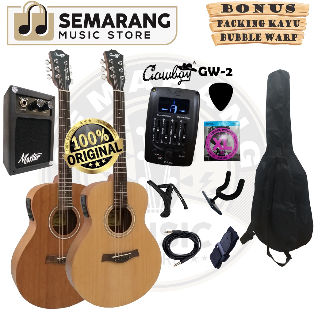 ORIGINAL!!! Gitar Akustik Elektrik Import Merk Cowboy GW-2 NA GW 2NS Equalizer Tuner Prener New