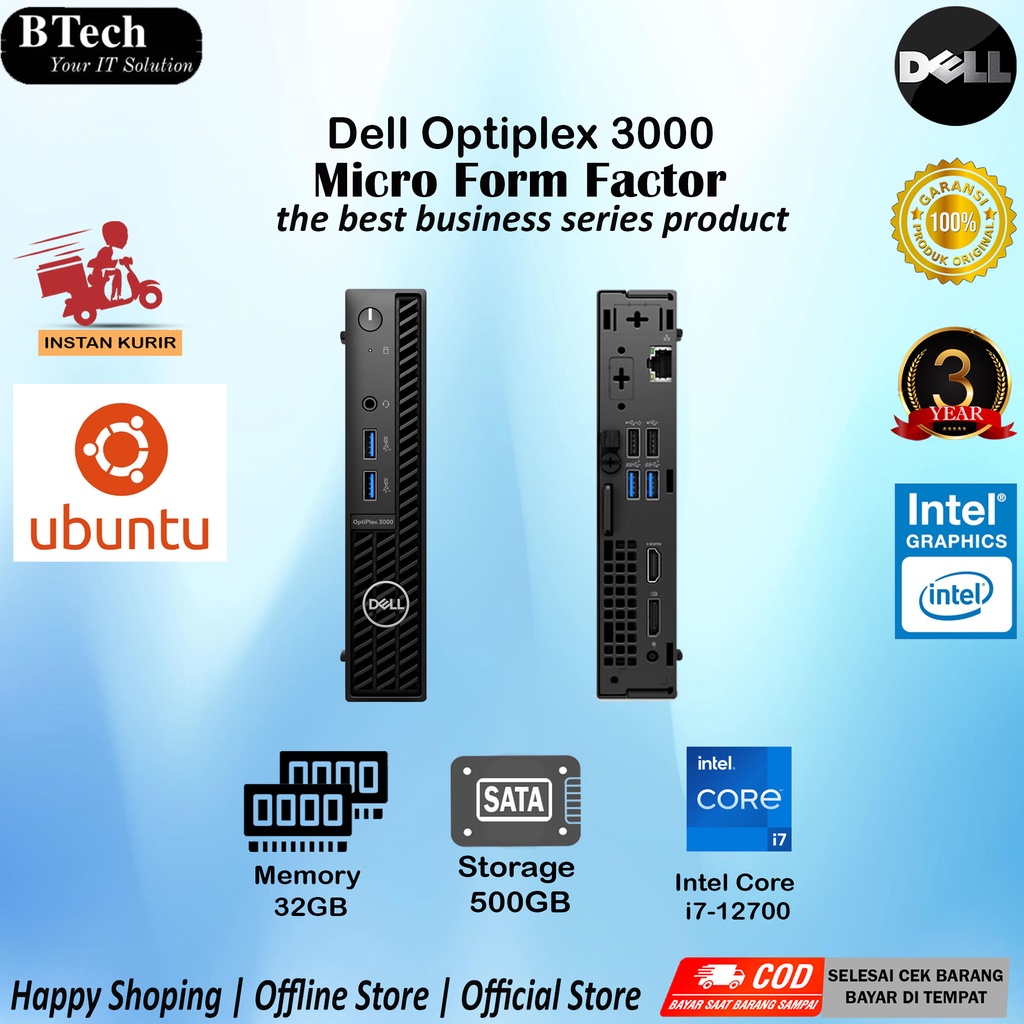 Dell Optiplex 3000 Micro Intel Core i7-12700 32GB 500GB SATA DOS PC