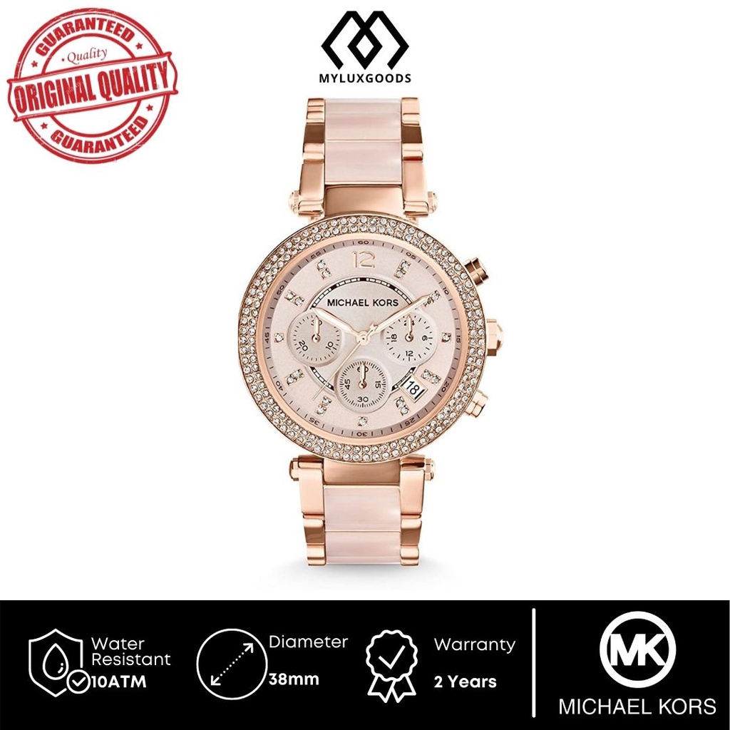 Michael Kors MK5896 Original - Jam Tangan Wanita Michael Kors MK 5896 Parker Blush Dial Ladies