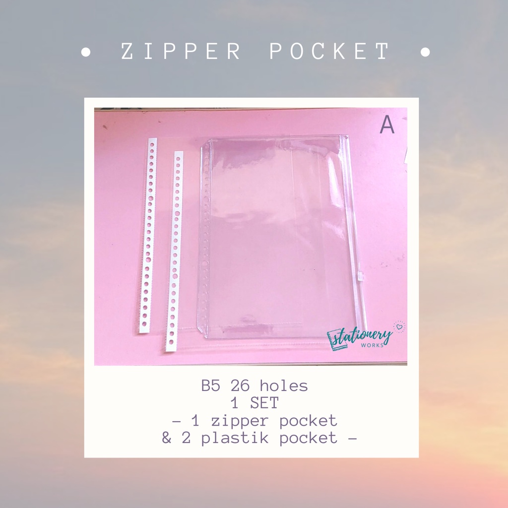 

Zipper Pocket A4 B5 A5 - divider pembatas binder - plastik pocket binder