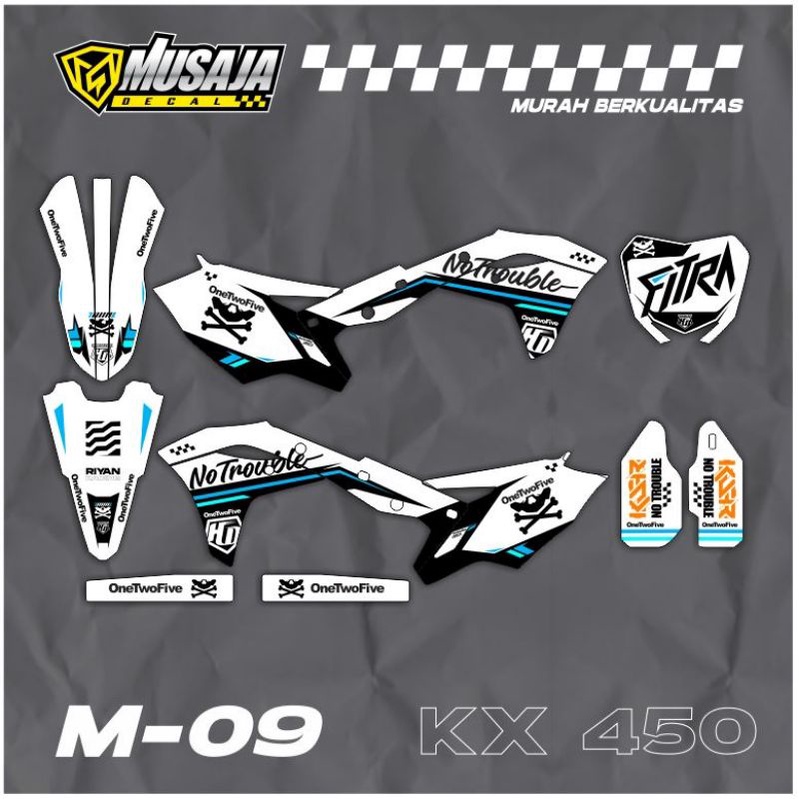 Decal Stiker KX 250 full body - decal kx 250 full body hitam putih custom