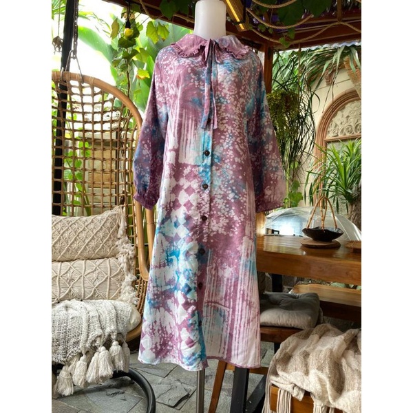 Terbaru Tunik Cantik Tie Dye Full Motif Bercak Asmara / Baju Atasan Perempuan Muslim Meweh &amp; Simple / Fashion Atasan Muslim Kekinian / Tunik Tie Dye Kekinian