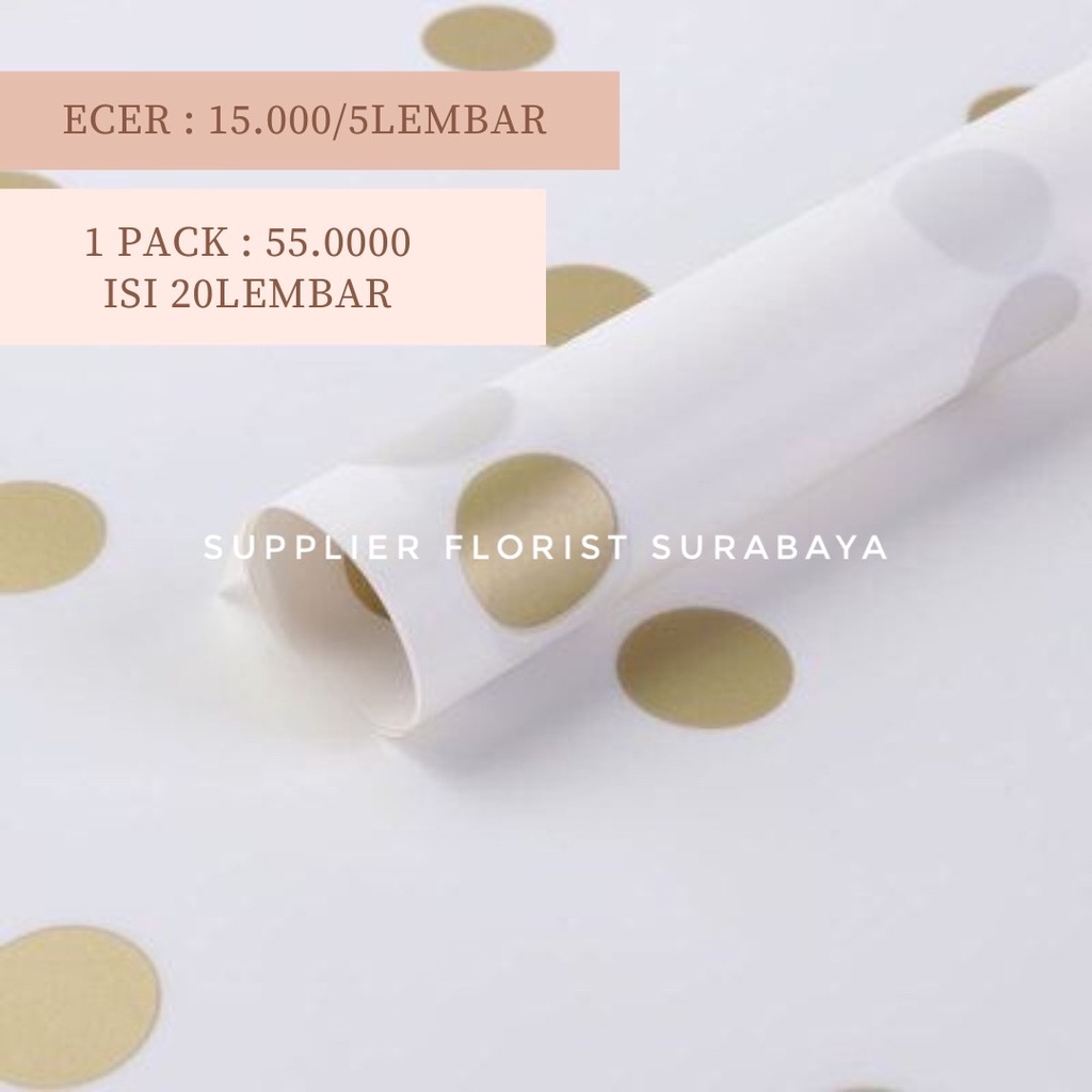 [1 PACK ISI 20 LEMBAR] KERTAS BUNGA POLKADOT CELLOPHANE WRAPPING PAPER WRAP BUNGA KOREA STYLE DIY FLORIST