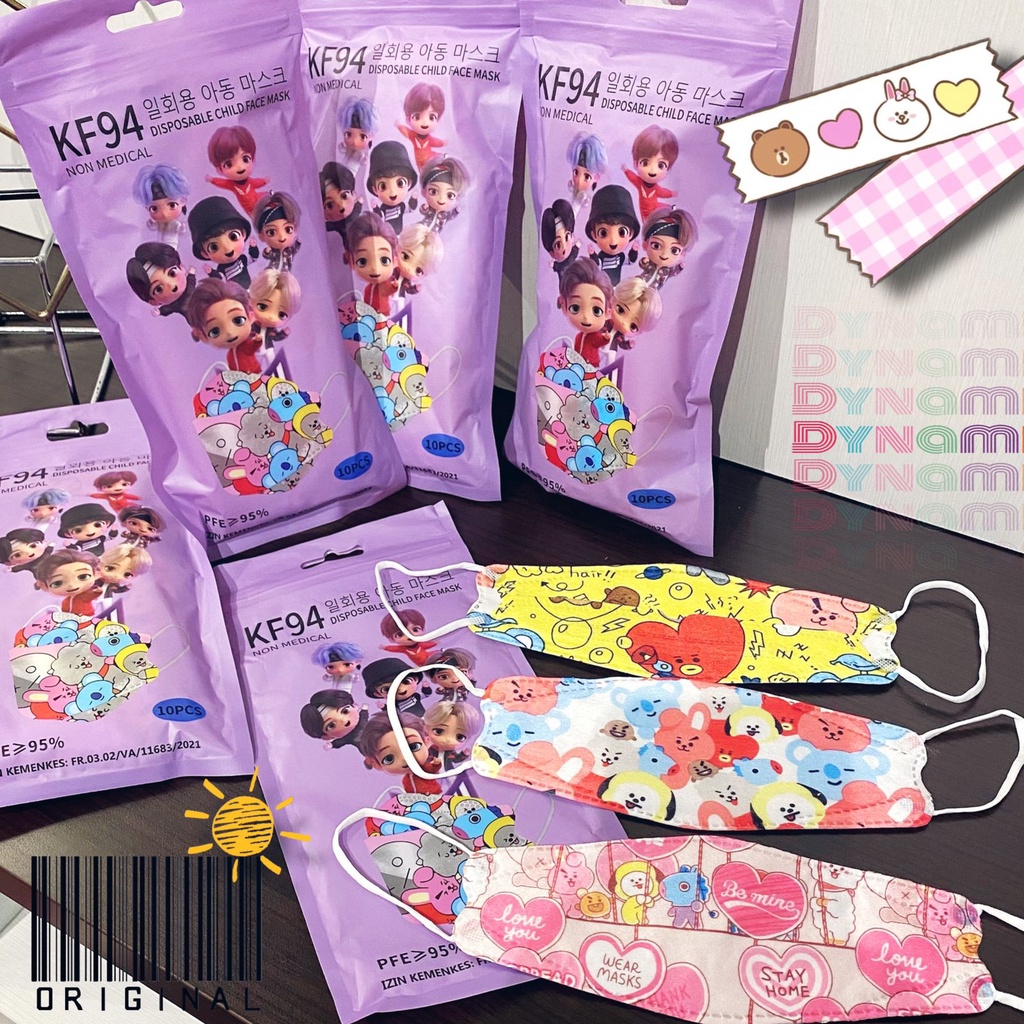 Masker KF94 ANAK BTS lucu isi 10pcs facemask