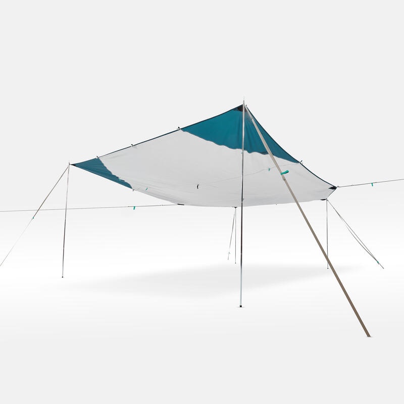 TENDA TERPAL CAMPING QUECHUA FLYSHEET PRODUK IMPORT CAMPING KEMAH MULTIFUNGSI FRESH XL PUTIH ORI