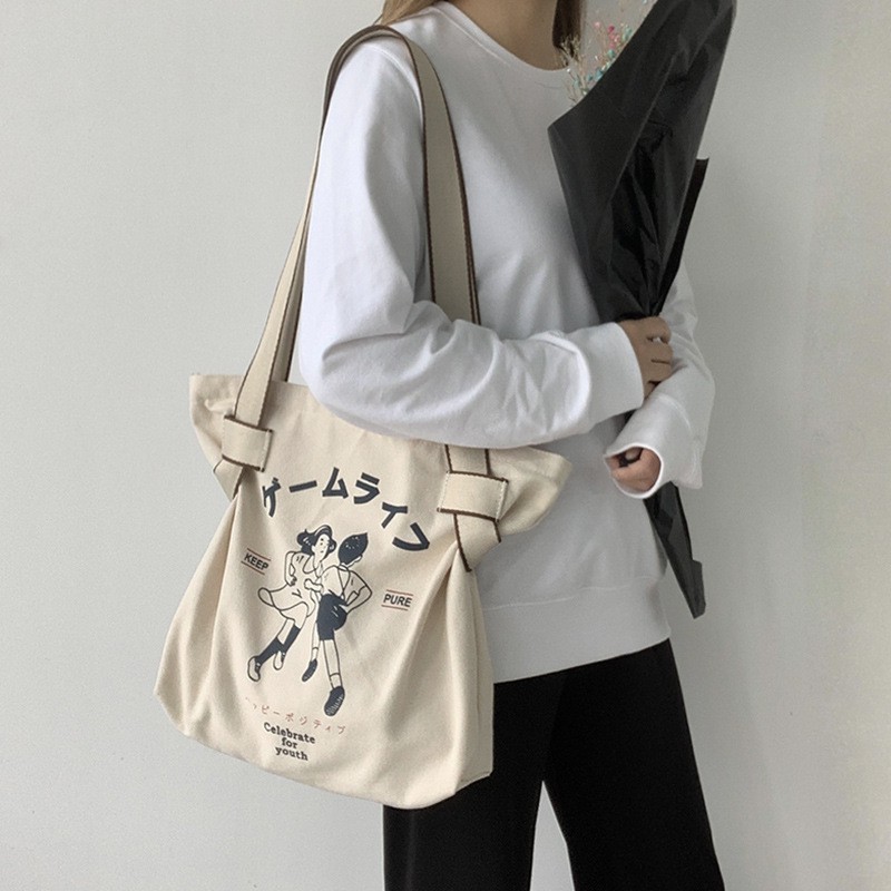 TC-30 tas kanvas canvas wanita import korea jepang bahu shoulder bag japan youth