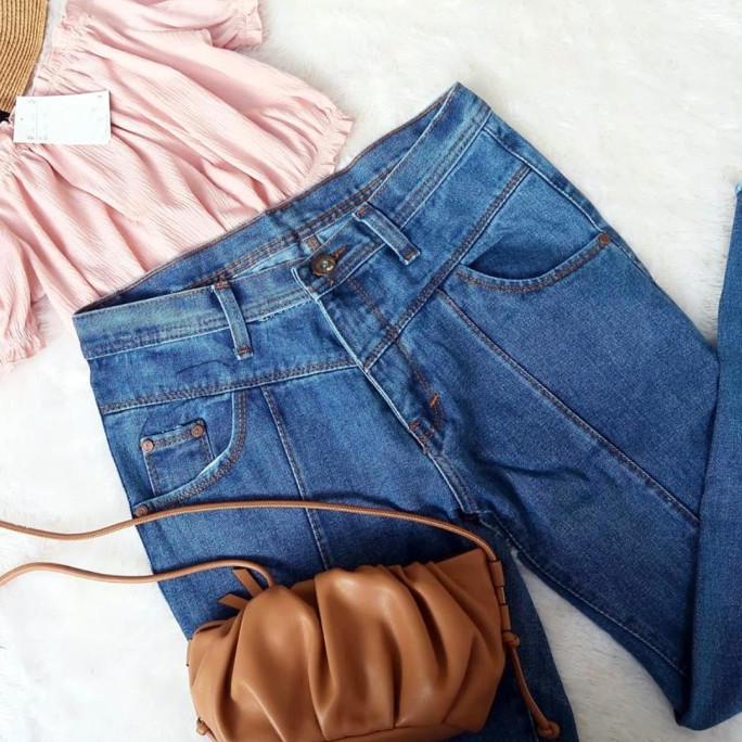 MYREDO - Celana Boyfriend Jeans Ukuran Jumbo Wanita Unfinished Febi