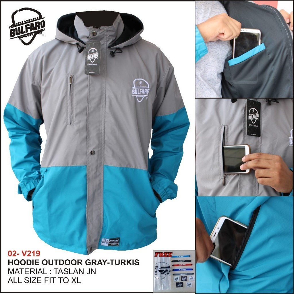 Jaket Hoodie Outdoor Waterproof Pria &amp; Wanita/Jaket Gunung Kombinasi Original Bulfaro/Jaket Motor