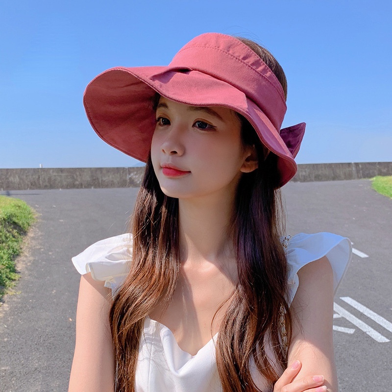 Topi Matahari UV Pelindung Wajah Model Atas Kosong Gaya Korea Untuk Wanita