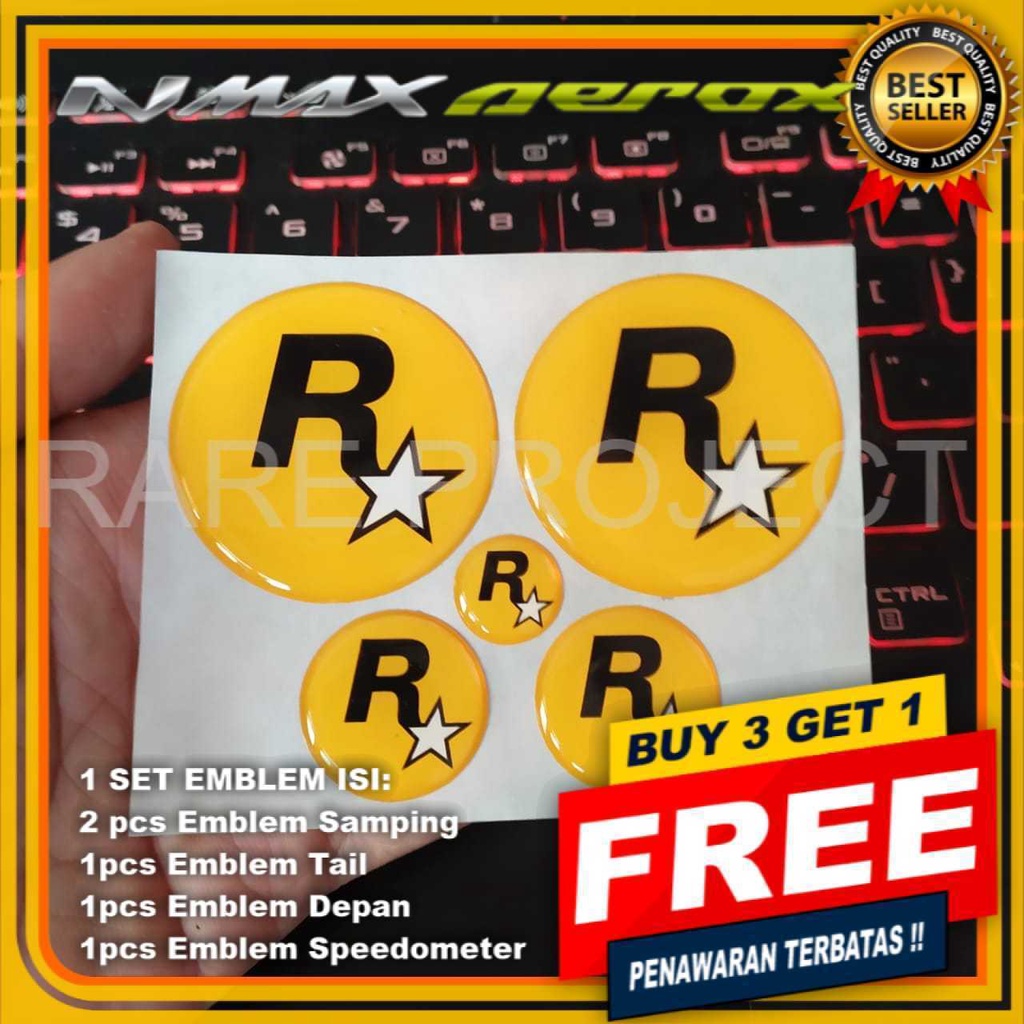 ROCKSTAR STIKER EMBLEM NMAX DAN AEROX STIKER NMAX LEXI STIKER MOTOR NMAX 1 SET MURAH
