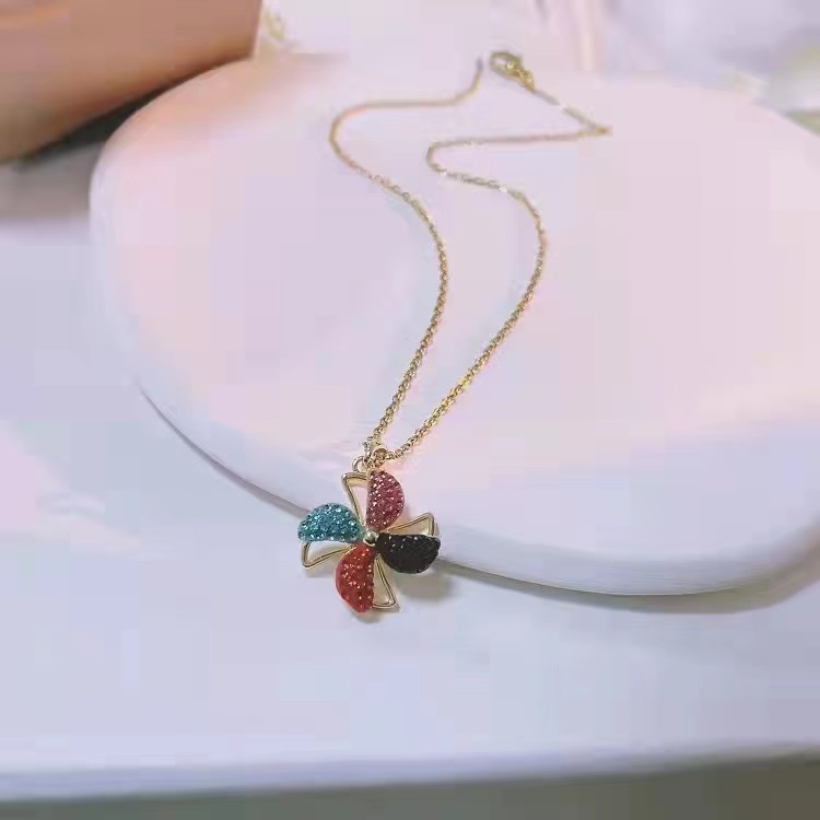 Kalung Angin Titanium Permata Warna Warni Perhiasan Fashion