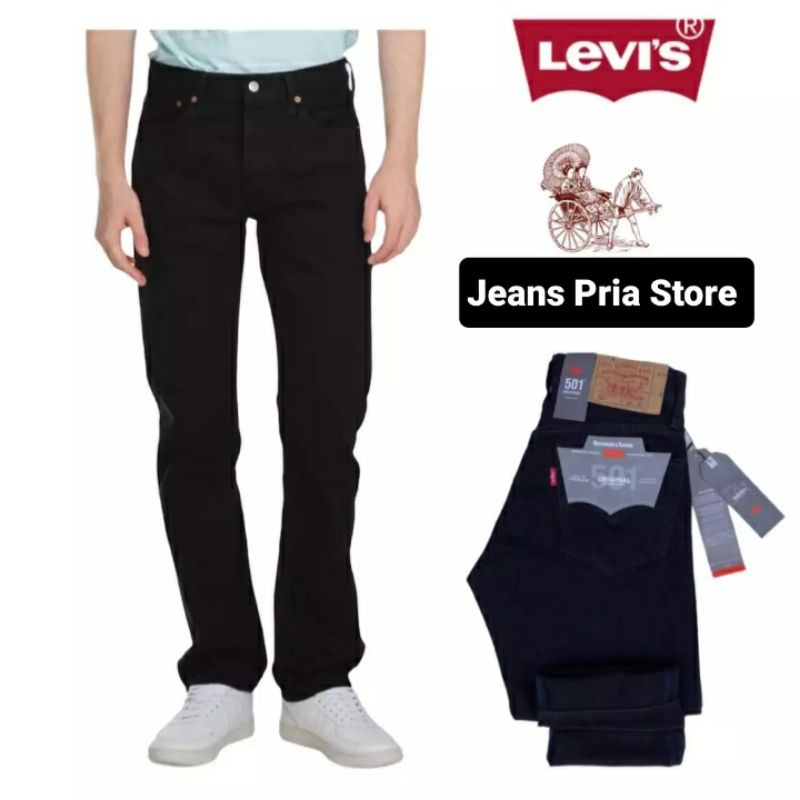 Celana jeans Pria Levis 501 Panjang Hitam Pekat Premium