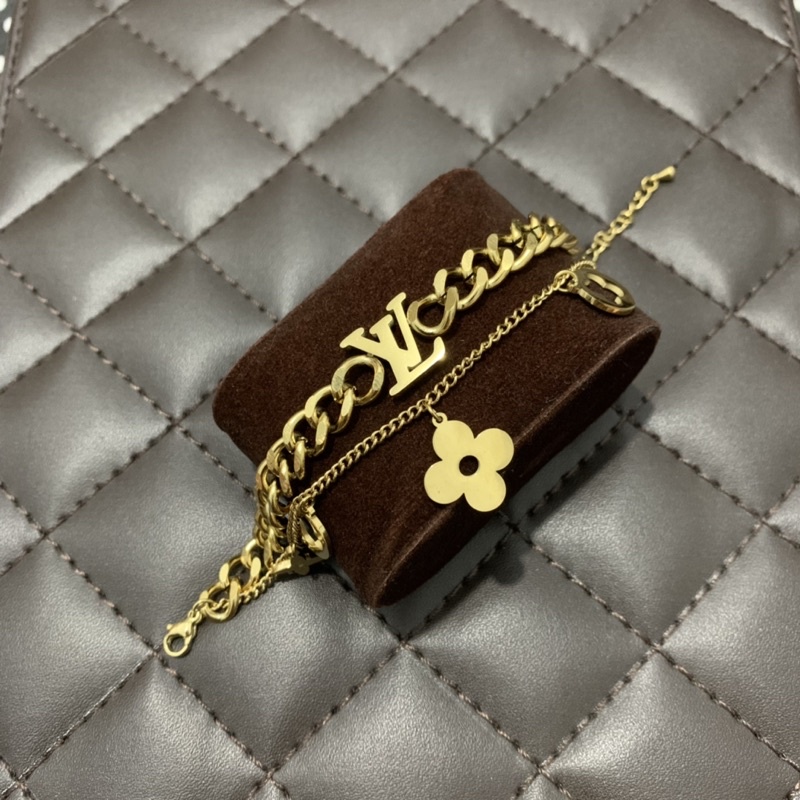 Gelang Rantai Titanium LV (Gold)
