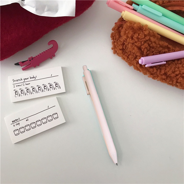 [HARU] Pulpen Mekanik Polos 0.5mm Pastel Pena Warna Macaroon Pena Tekan Karakter Bolpen Unik-Putih