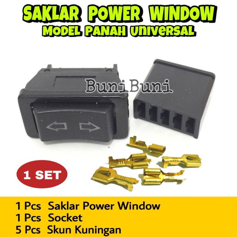 Saklar Power Window / Switch Power Window Jendela Mobil Universal Komplit Socket &amp; Skun