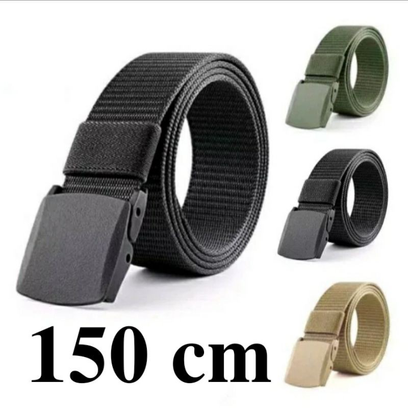 Ikat Pinggang Pria 150 cm Jumbo Tactical Sabuk Gesper Kanvas Plastic Buckle Bolak-balik 2d