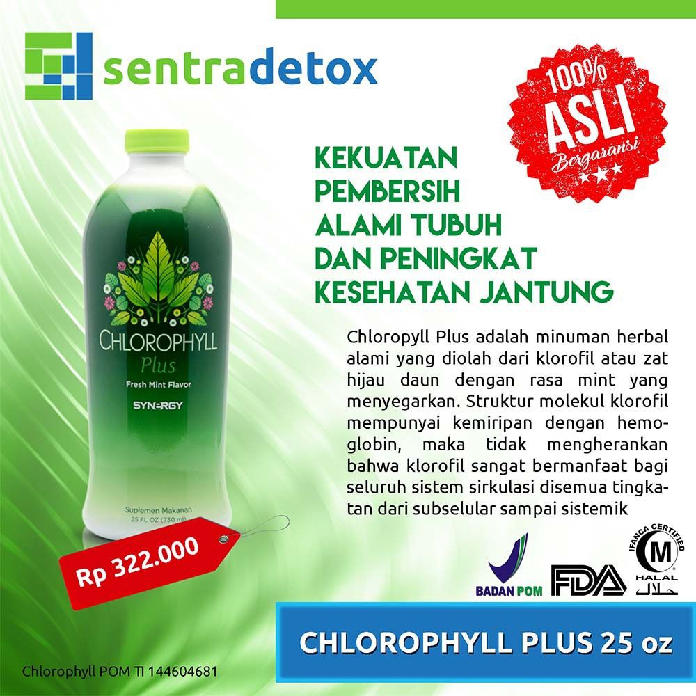 Chlorophyll Plus 25 Oz Sentra Detox Synergy | Klorofil Synergy (730ml)