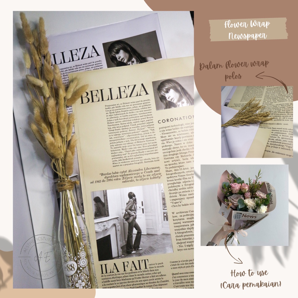 

Flower Wrap Cellophane Newspaper Koran Magazine atau kertas kado gift wrapping