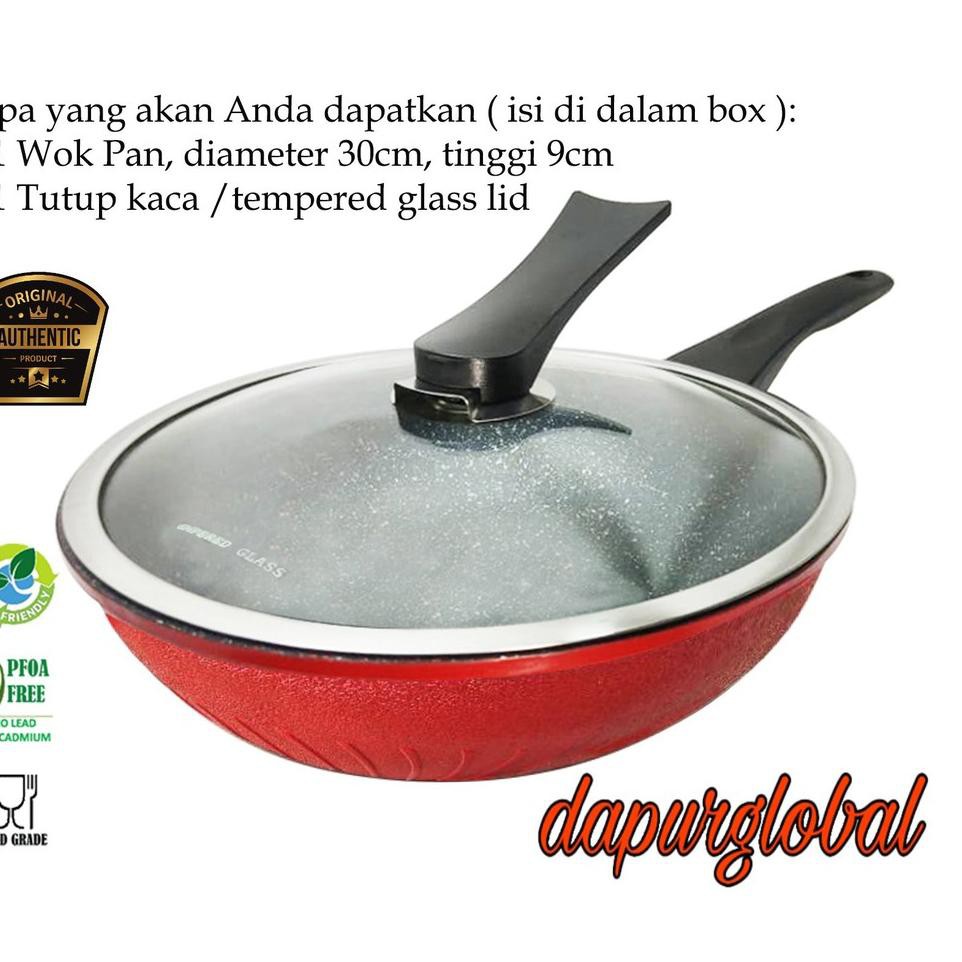 Wajan Wok Pan 30cm Teflon Anti Lengket Happy Wok Korea 7A7