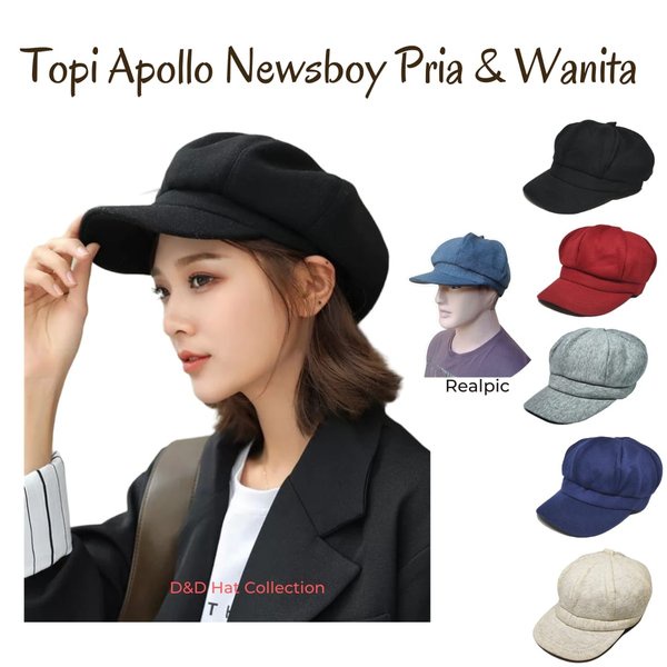 PROMO Bayar Ditempat Topi Pria Wanita NewsBoy Cap Apolo Polos Dewasa Model Terbaru Kekinian Unisex Import Premium Termurah