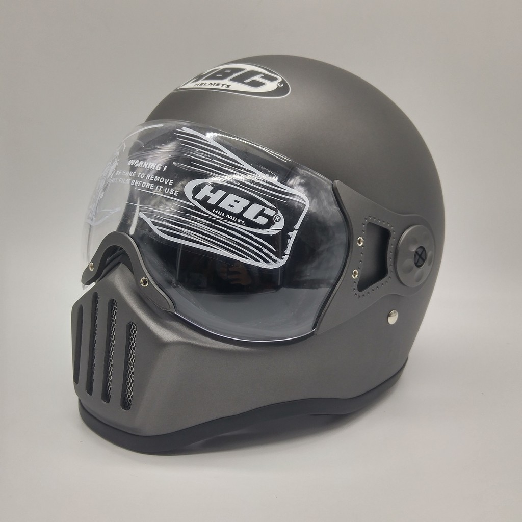 HELM CAKIL HBC PILOT VISOR GREY DOFF ( Fullface / Retro / Klasik / Vespa )