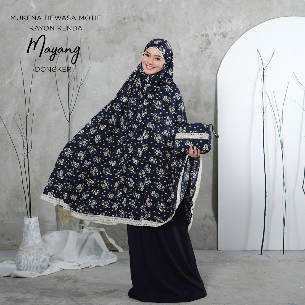 PUSAT MUKENA TASIK - MUKENA DEWASA RENDA RAYON MOTIF MAYANG