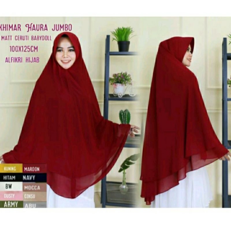 HIJAB KHIMAR SYARI CERUTI BABYDOLL XL 2LAYER